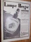 LAMPE BERGER 6 publicité papier ILLUSTRATION 1929