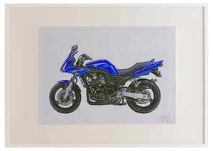 Yamaha FZS600 Fazer 2003 A2 framed limited edition print drawing - Picture 1 of 1