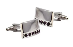 Deep Purple modern Austrian crystal Mens Gift cuff links by CUFFLINKS DIRECT - Picture 1 of 9