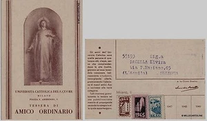 # TESSERA 1946- AMICO ORDINARIO UNIVERSITA' DEL SACRO CUORE - Milano con bollini - Picture 1 of 1