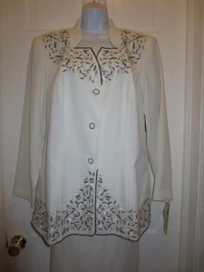NWT R & M RICHARDS Woman White SILVER Beaded Blazer SKIRT SUIT 18W 18 1X - Picture 1 of 1