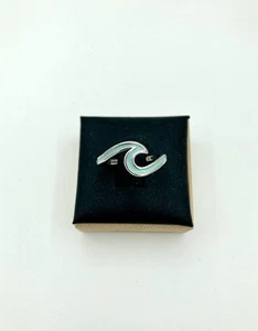 Anillo Ocean Wave Band - Placa de plata esmaltada azul - Talla 6 - Imagen 1 de 7