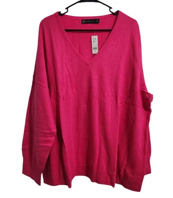 New York & Company NY&Co Mujer 3X Suéter Cuello en V Pullover Acrílico Rosa Foto 1 de 4