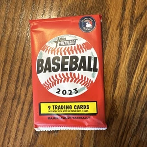 (1) Pacchetto Baseball 2023 Topps Heritage MLB (9 carte) sigillato in fabbrica! - Foto 1 di 2