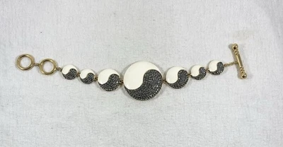 HSN AKKAD 切换手链金色珐琅水钻 8 英寸长 — 第 1/3 张图片