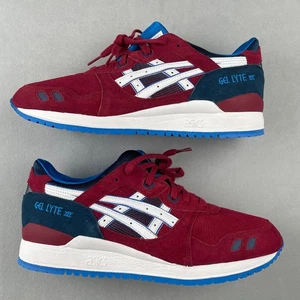 Asics Gel Lyte 3 Mens 11.5 Burgundy White Cushioned Suede Walking Sneakers New - Picture 1 of 11