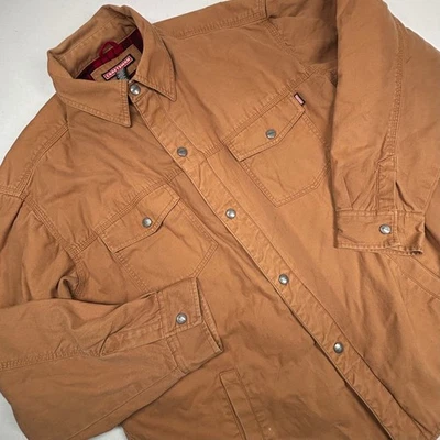 Craftsman Mens XL Duck Canvas Quilted Fleece Lined Chore Jacket Brown Workwear - Image 1 of 4