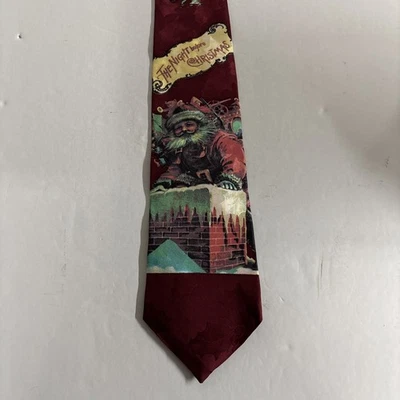 Dillards Red Nightmare Before Christmas Tie Santa Christmas Holiday Necktie - Image 1 of 4
