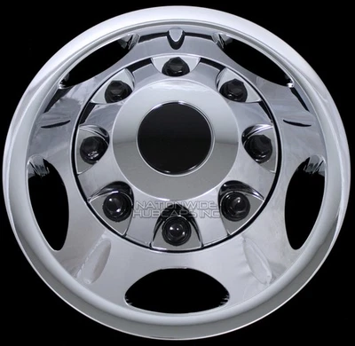1 FRONT 2011-2024 Silverado 3500 Chrome 17" Dually Wheel Simulators Rim Hub Caps - Image 1 of 4