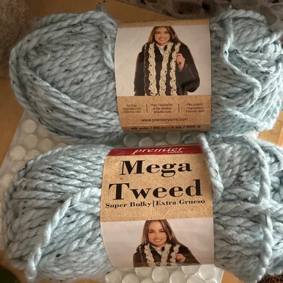 2 SkeinsPremier Mega Fio de Tweed Super Bulky Stream Tweed #6 Acrílico/Viscose 6oz - Imagem 1 de 3