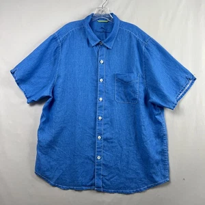Camisa Tommy Bahama Botón Para Hombre XL Azul Manga Corta Cuello Costero - Imagen 1 de 14