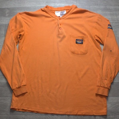 Rasco Men’s Size XL Fire Resistant FR Orange Pocket Long Sleeve Shirt - Image 1 of 4
