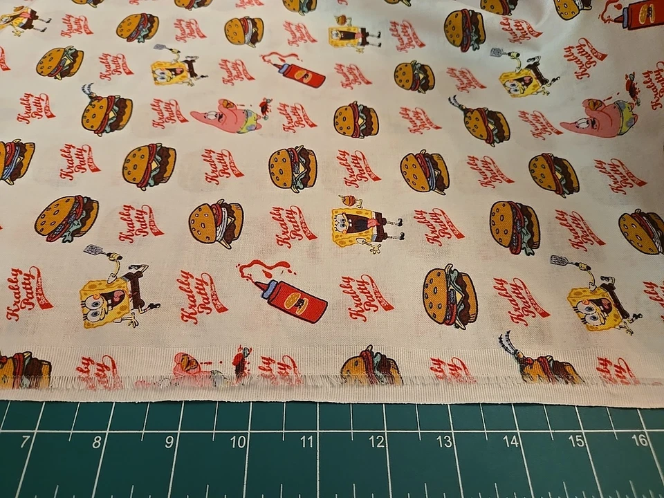 Bob Esponja Pantalones Cuadrados Krabby Patty Por 1/2 Yarda Tela Edredón Algodón Patricio Foto 1 de 4