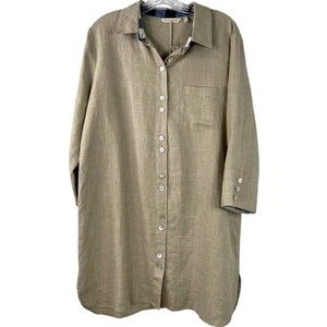 Weiche Umrandung Neu ohne Etikett Damen Leinen Hemd Kleid Button Down Minimalistisch Größe M - Bild 1 von 16