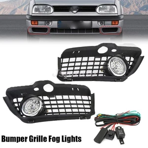 2x Bumper LED Fog Light Lamp Grille Cover For VW MK3 Golf Jetta Cabrio 1993-1998 - Picture 1 of 9