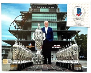 ROGER PENSKE SIGNED 8X10 PHOTO INDY 500 INDIANAPOLIS IMS TROPHY WINNER BAS E - Picture 1 of 2