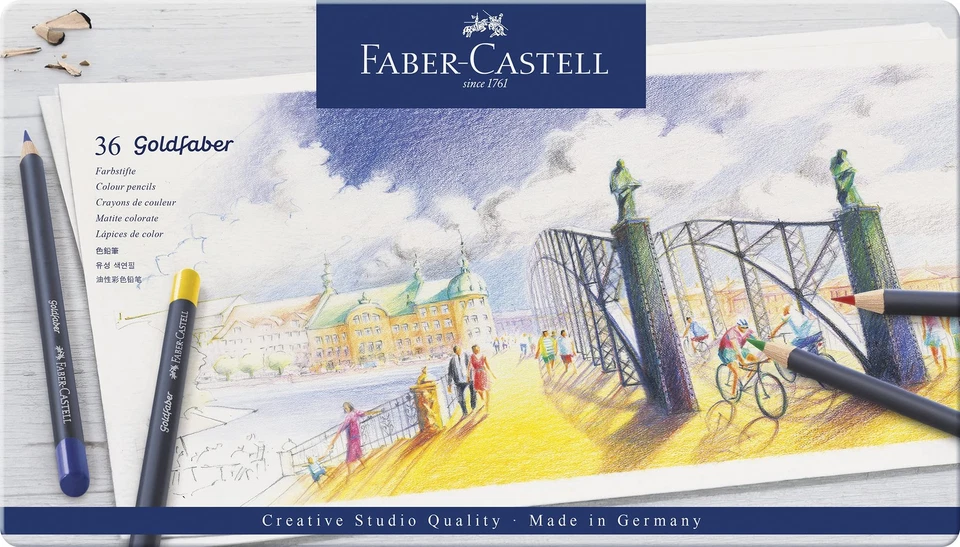 Faber-Castell Creative Studio GOLDFABER Wood Cased Color Pencils - Tin of 36 Col