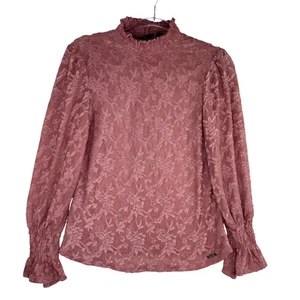 Badgley Mischka Sweater Womens Small Floral Semi Sheer Mock Neck Long Sleeve - Picture 1 of 11
