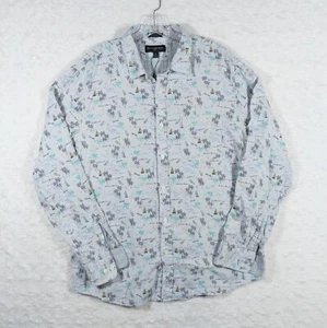 Banana Republic Shirt Mens XL White Untucked Fit All Over Print Palm Tree Boats - Picture 1 of 8
