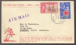 Fiji 1963 9d hibisco y 10d ceremonia Yaqona FDC - Imagen 1 de 1