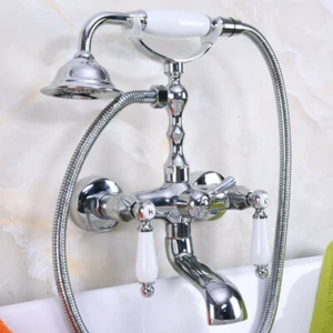 Chrome Brass Bathroom Faucet Set Bathtub Handheld Shower Water Taps Kit Dna203 - Picture 1 of 8