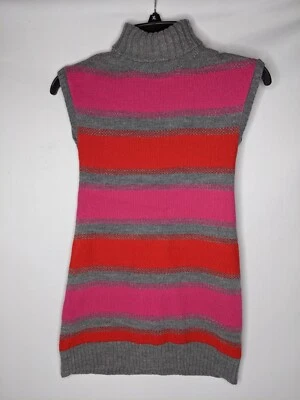 Crazy 8 Girls talla Vestido Suéter M (7-8) Cuello Botón Rosa Naranja Rayas  Foto 1 de 4