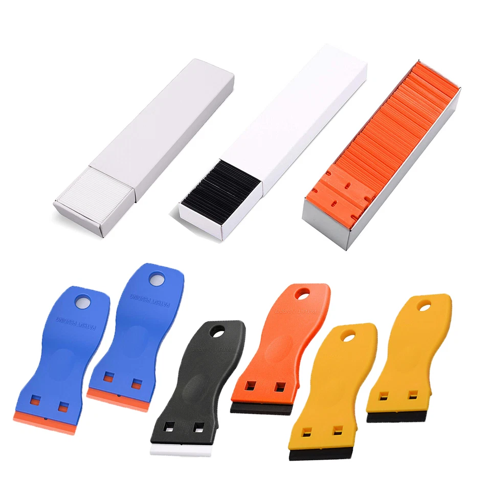 2 Plastic Razor Blade Scraper 100Pcs Blades Adhesive Sticker Decal Removal Tools - Image 1 of 4
