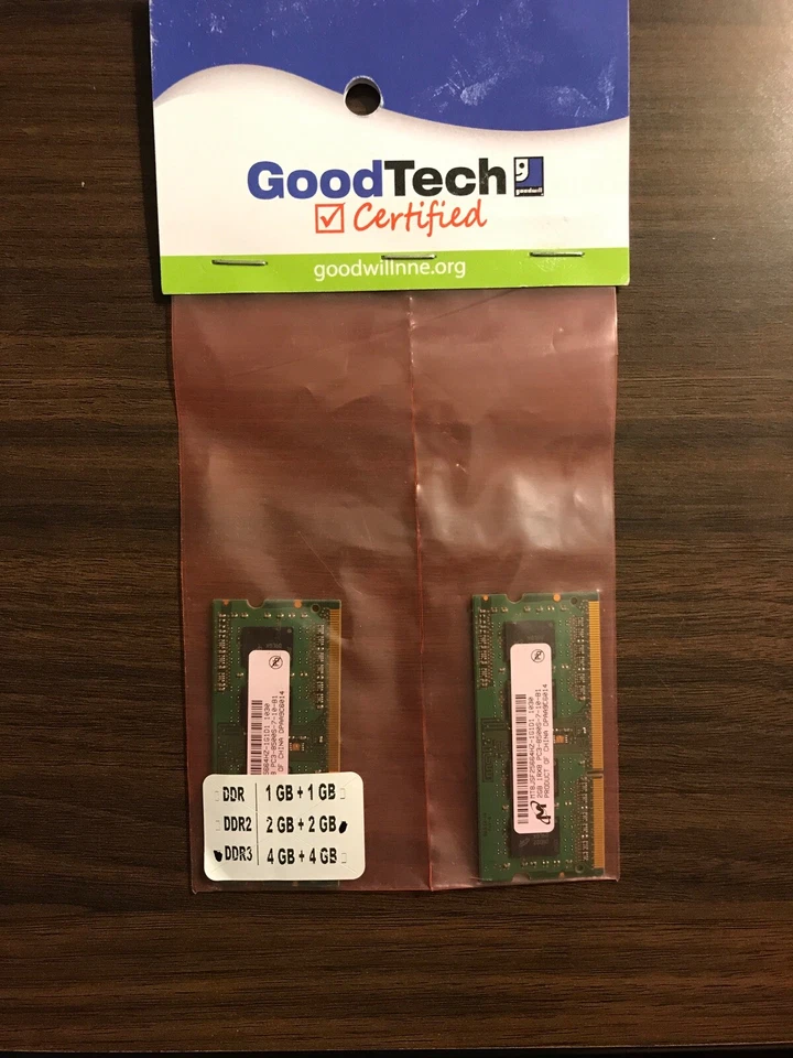 Micron 4GB (2 x 2GB) DDR3 PC3-8500S Sodimm Memory RAM - MT8JSF25664HZ-1G1D1 New - Image 1 of 3