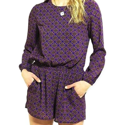 Lucca Couture Medallion Paisley Long Sleeve Chic Romper US Women's XS - Image 1 of 4
