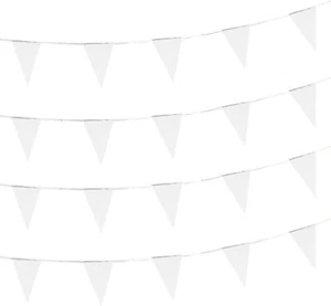 100 Feet Solid White Pennant Banner Flags String Triangle Bunting Flags,Decor... - Picture 1 of 3