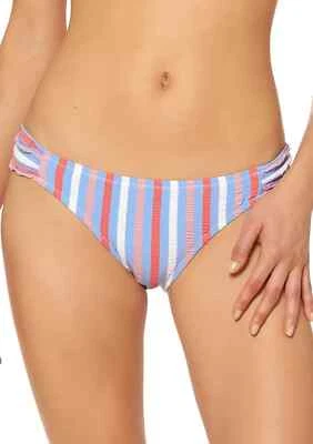 Jessica Simpson Ribbed Hipster Swim Bottoms Striped Blue White Red L Large NWT - Image 1 of 4