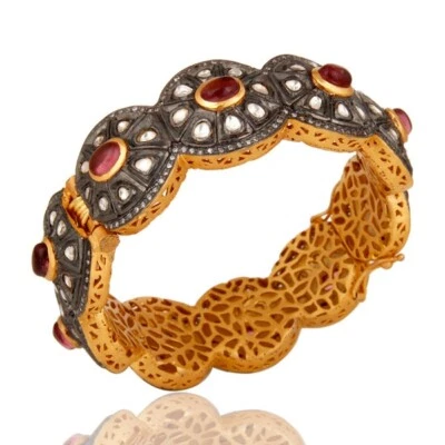 Atractivo brazalete de dos tonos con múltiples piedras para regalo de joyería de boda Foto 1 de 4