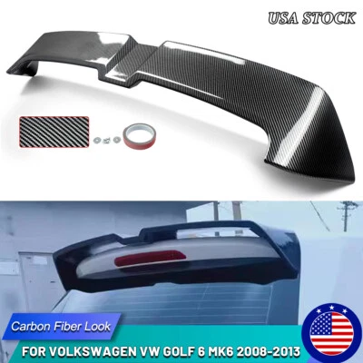 Carbon Fiber Look For Volkswagen Golf 6 MK6 2008-2013 Rear Trunk Spoiler Wing Foto 1 de 4