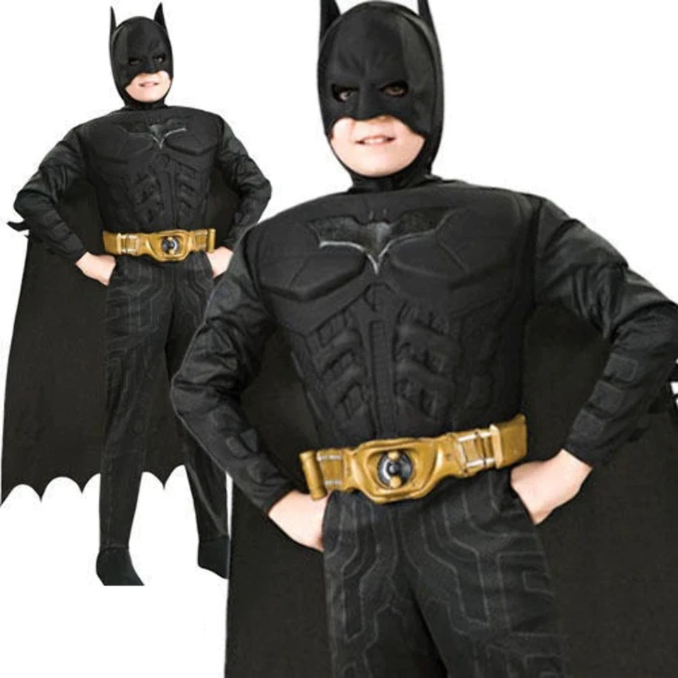 Batman Costume Deluxe Boys The Dark Knight Superhero Fancy Dress Kids - Image 1 of 1