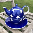 WHITTARD OF CHELSEA CLIPPER TEA FOR ONE Cobalt Blue & Stars Handpainted Teapot