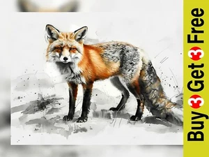 Graceful Fox Portrait 5"x7"  Print on Matte Paper | Elegant Animal Art - Picture 1 of 17