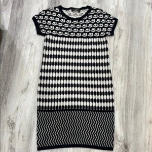 MaxMara Vestido Suéter Tejido Negro y Crema Negro y Beige Talla Pequeña - Imagen 1 de 8