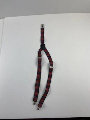 Красно-зеленые праздничные деревенские джентльменские зажимы-подвески в клетку брекеты  - Изображение 1 из 4