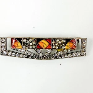 Broche vintage Pierre Bex Art Deco esmalte negro pedrería broche de trombón - Imagen 1 de 4