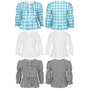Womens Shirt Babydoll Tops Casual Blouse Plaid Peplum Daily Wear Work Wear Cute - Picture 1 of 43