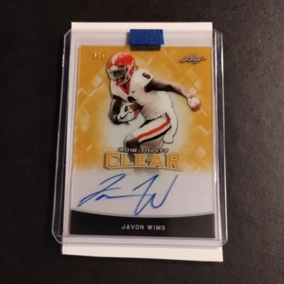 #1/1 Javon Wims Gold Rookie Acetate Auto 2018 Leaf Trinity Georgia Autograph - Image 1 of 2