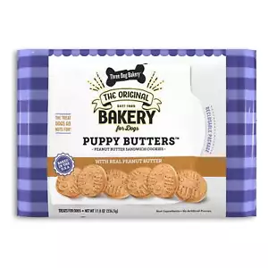 Three Dog Bakery Puppy Butters, Peanut Butter Dog Sandwich Cookies, 11.8 oz - Picture 1 of 6