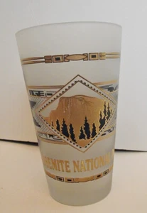 NICE Vtg Libbey Tall Highball Tumber Frosted Yosemite Nationsl Park Heavy Gold - Picture 1 of 5