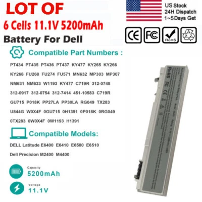 🧡LOT 1-100x PT434 Battery For Dell Latitude E6400 E6410 E6500 E6510 W1193 M4400 - Image 1 of 4