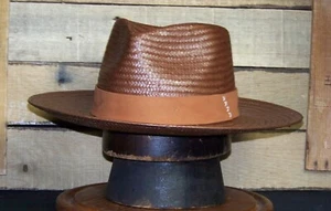 Straw Dealer Fedora Hat (Med. brown) - Picture 1 of 7