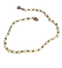 Vintage Jewelry Bracelet Link Gold Tone Micro Bead White Twist Clasp 4