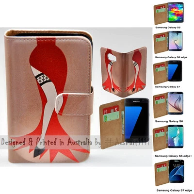 Para Samsung Galaxy Series - Funda Cartera Estampado Flamenco Salsa Teléfono Móvil Foto 1 de 3