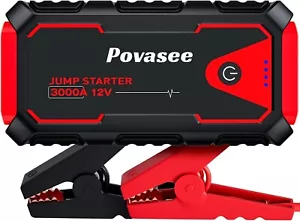 Povasee 3000A Arrancador de Salto de Coche Booster Jumper Banco de Energía Portátil Carga de Batería - Imagen 1 de 9