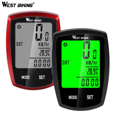 WEST BIKING Waterproof Wired/Wireless Bike Bicycle Computer Speedometer Odometer - Image 1 of 4