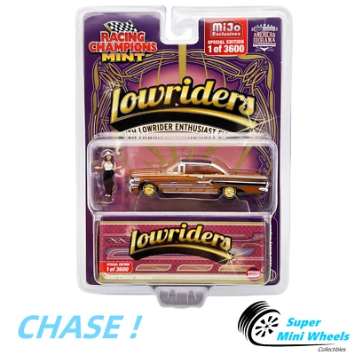 ¡PERSECUCIÓN! Campeones de carreras 1:64 - Lowriders 1960 Chevrolet Impala SS rosa con figura Foto 1 de 2